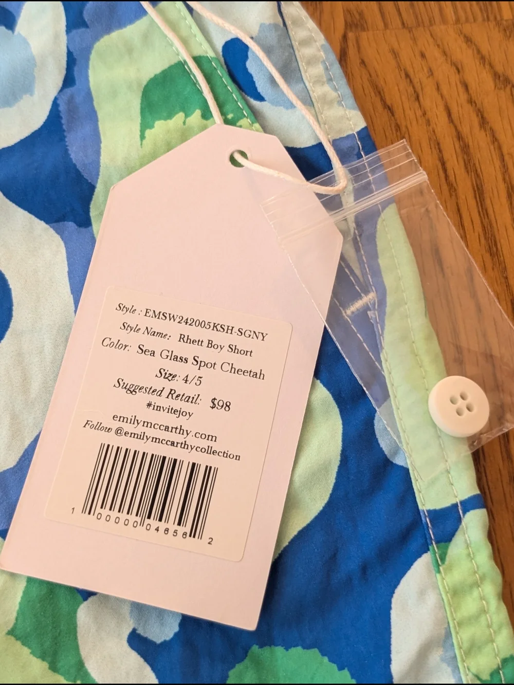 Emily McCarthy Blue Green Sea Glass Cheetah Print Boys Swim Trunks Shorts
